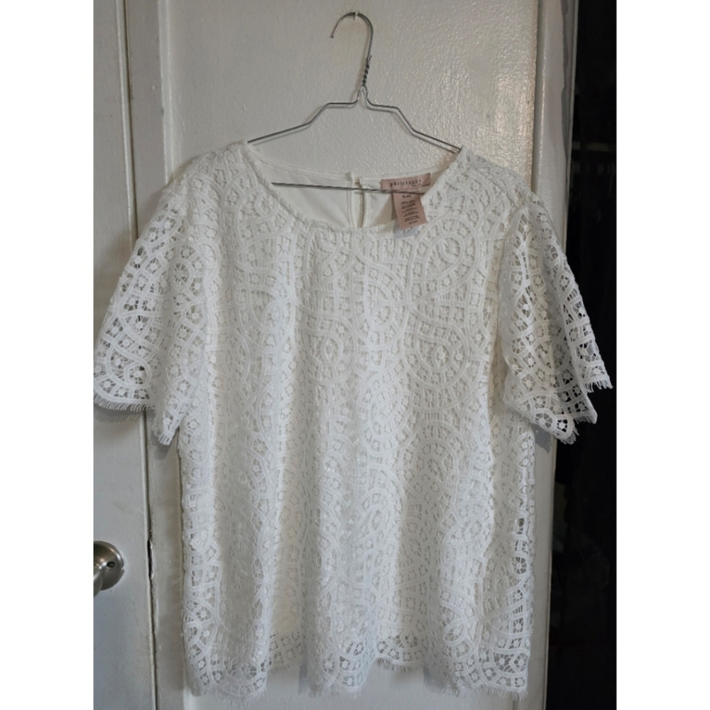 Philosophy White Lace Blouse